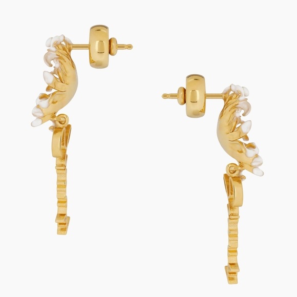 Givenchy NIB daisy flower earrings brass gold color and crystal - Picture 3 of 4